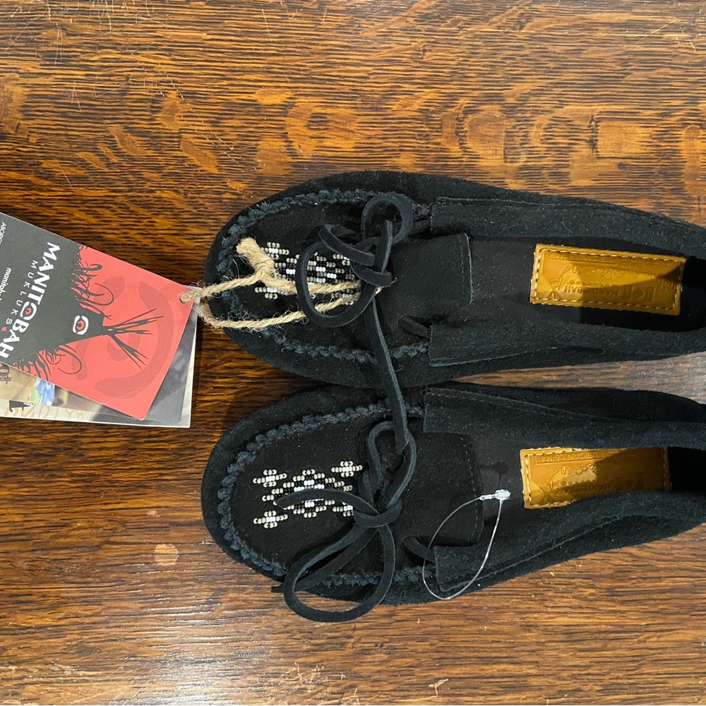 Manitobah Black Suede Moccasins
